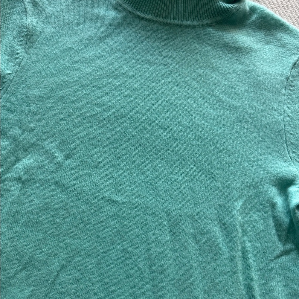 100% Cashmere Teal Turtleneck Sweater - Picture 2 of 7